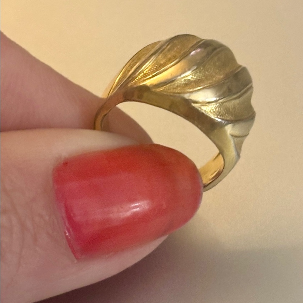 Gold-Tone Leaf Dome Ring - Women Jewelry